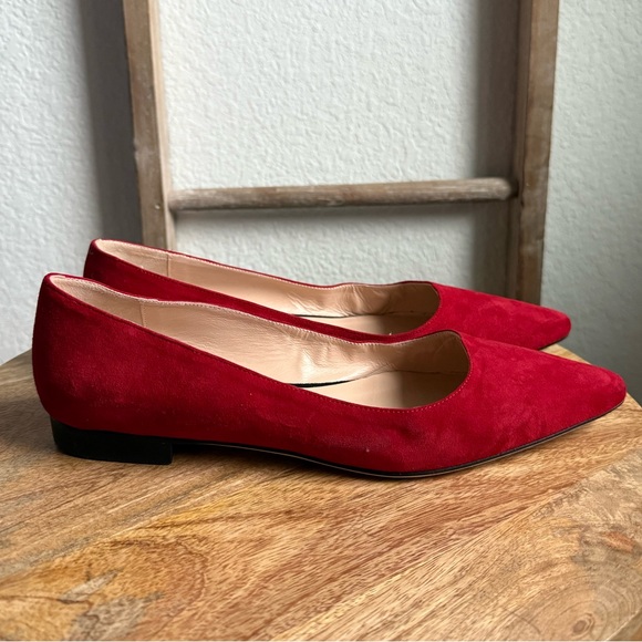 Pancaldi for Diane B. Red Velvet Suede Leather Flats sz: US 10/EU 40 - Picture 5 of 9